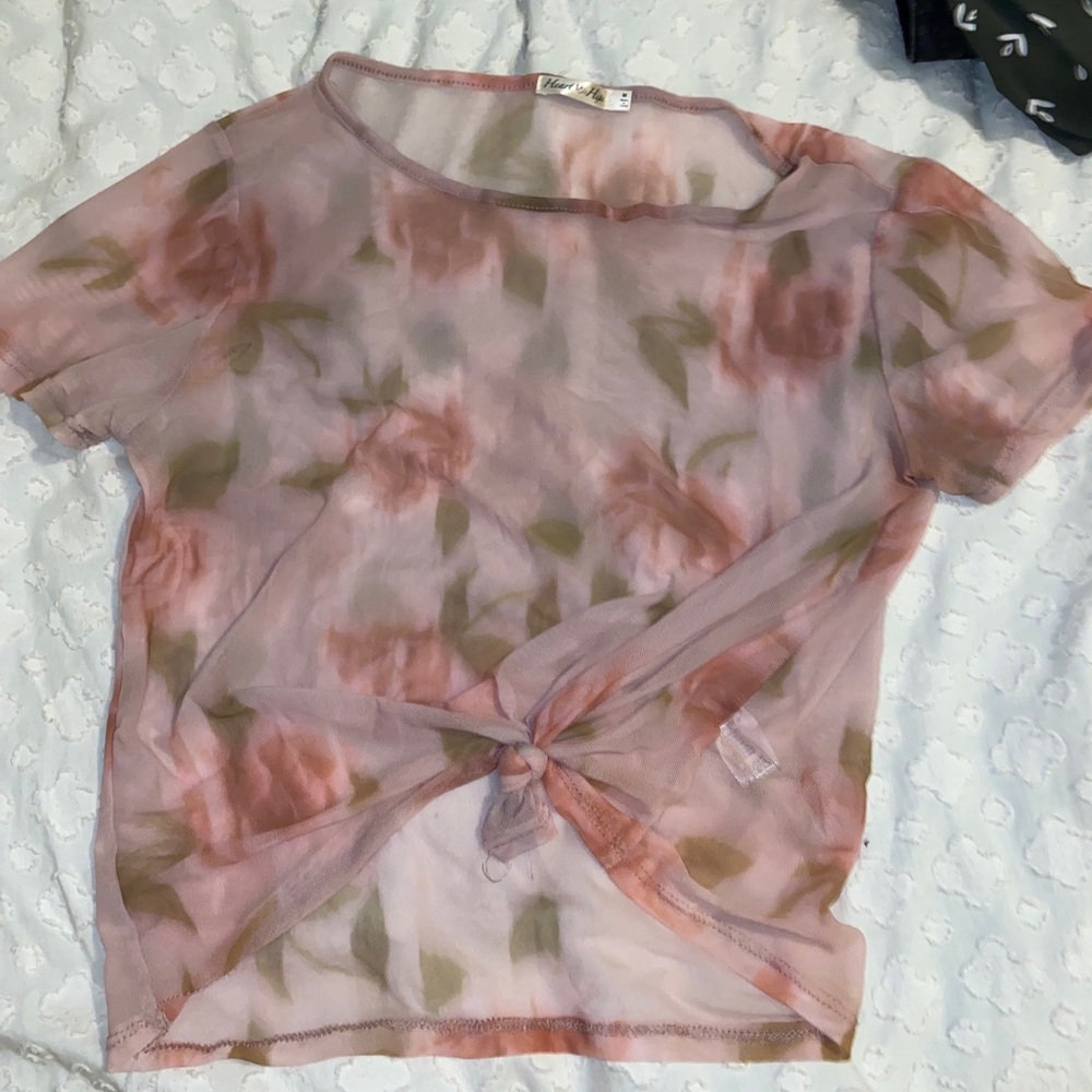 flowery see-thru t shirt